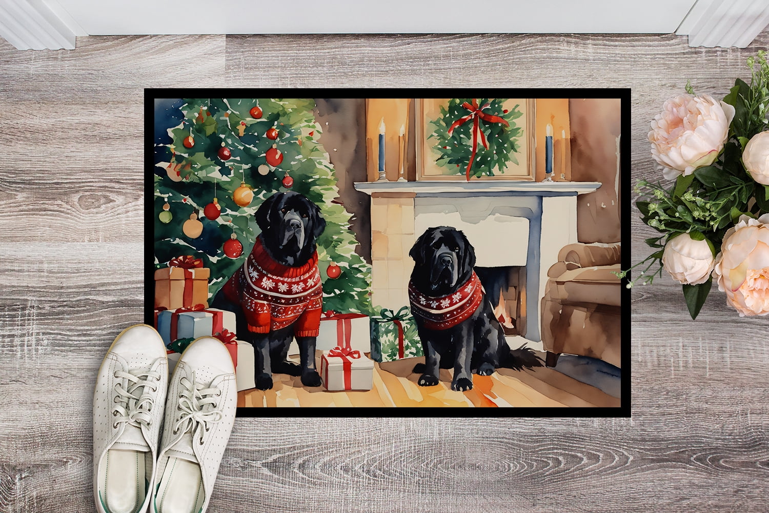 Carolines Treasures DAC2756MAT 0.15 x 18 x 27 in. Tibetan Mastiff Cozy Christmas Doormat