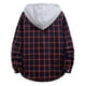thumbnail image 4 of Camisas s Para Hombre Interior Camisa de manga larga con cuello encapuchado y estampado a cuadros informal de otoño e invierno para hombre (Red, L), 4 of 5