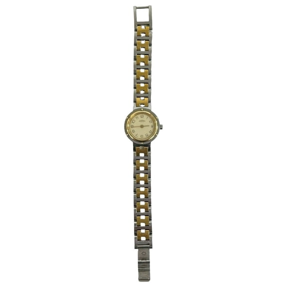 Pre-Owned HERMES Vintage Clipper Stainless Steel GP Quartz Wristwatch, Silver/Gold, 29221