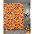 thumbnail image 2 of Halloween Orange Red Pumpkins Bats Retro Shower Curtain Set ，Waterproof Fabric Shower Curtains Shower Curtains for Bathroom,Bathroom Decor 36"x72", 2 of 6