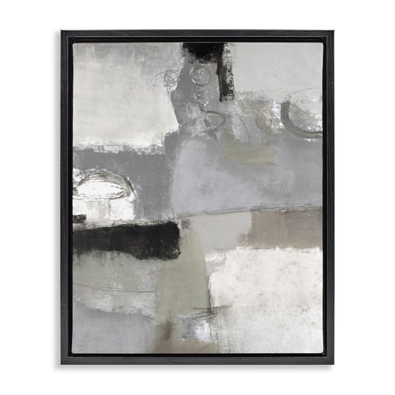 Stupell Industries Modern Blocked Geometric Shapes Black Floating Frame Canvas Art, 17 x 21, by Lisa Ridgers
