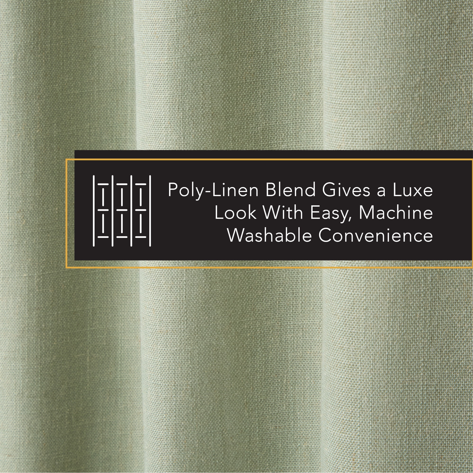 TOWN & COUNTRY LUXE Davos Solid Linen Texture Indoor Curtains, 100% Blackout with Energy Efficient Lining, Back Tab/Rod Pocket Top, 2-Pack Set, Sage Green, 50"x84"