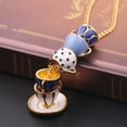 thumbnail image 4 of Women Fashion Hand Painted Enamel Teacup Pendant Necklace Long Chain Jewelry, 4 of 8