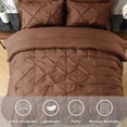 thumbnail image 2 of Davulos Twin Comforter Set with Sheets Chocolate Brown,5 Pieces Pintuck Bed in a Bag Twin Bed Set for Man Women Pinch Pleat Bedding Set All Season, 2 of 8