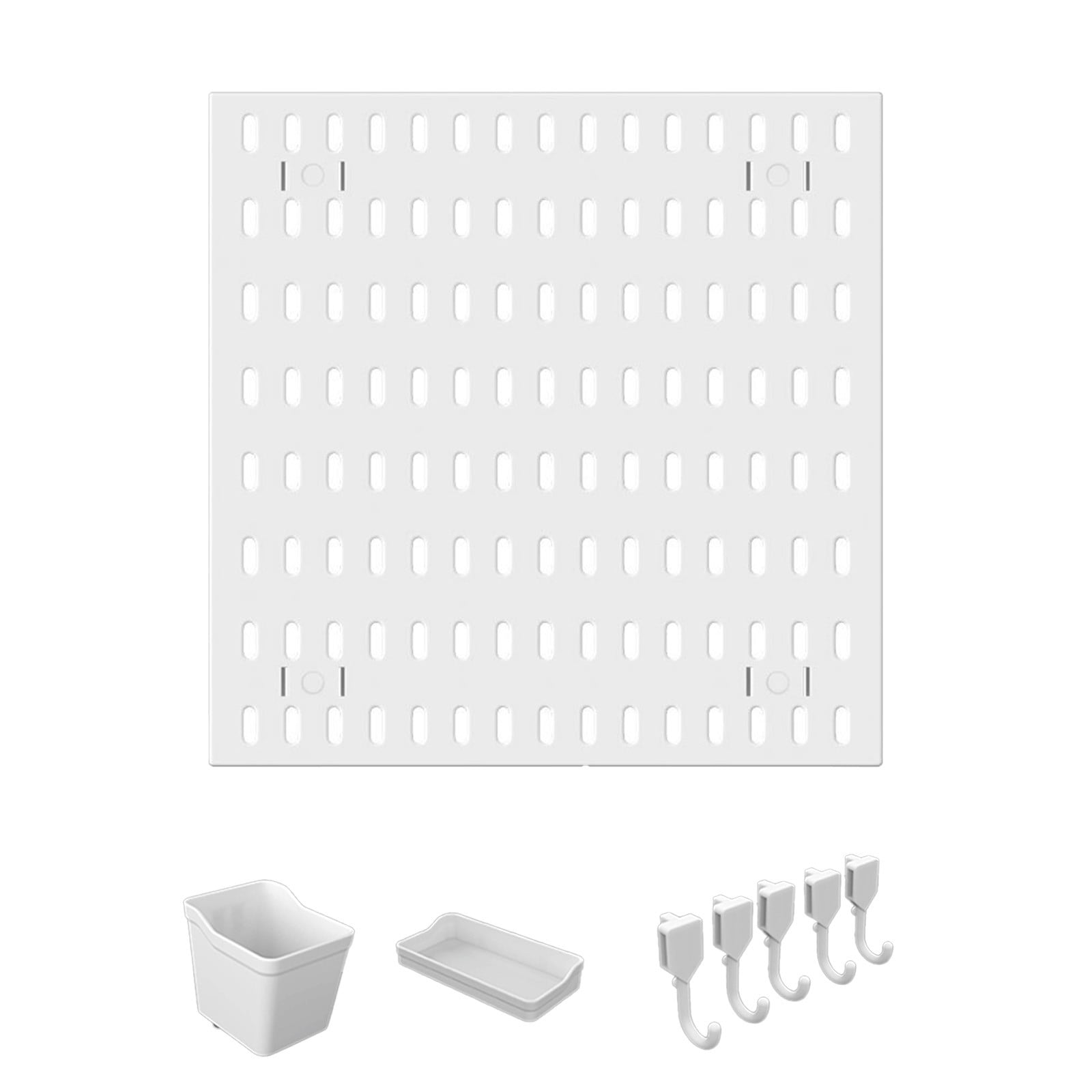 No Drill Pegboard Wall Mount Organization Set Includes Panel Container Shelf And Hooks For A Complete Customizable Storage System In Your Kitchen