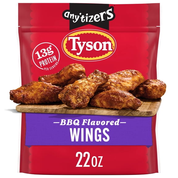 Tyson Any'tizers BBQ Flavored Bone In Chicken Wings, 22 oz (Frozen, Fully Cooked)