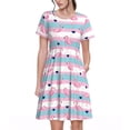 thumbnail image 1 of Vsdgher Flamant Rose1 pour Femmes Été 2025 Robes Midi Maxi Décontractées Légères Manches Courtes Col Rond Robe de Plage, 1 of 6