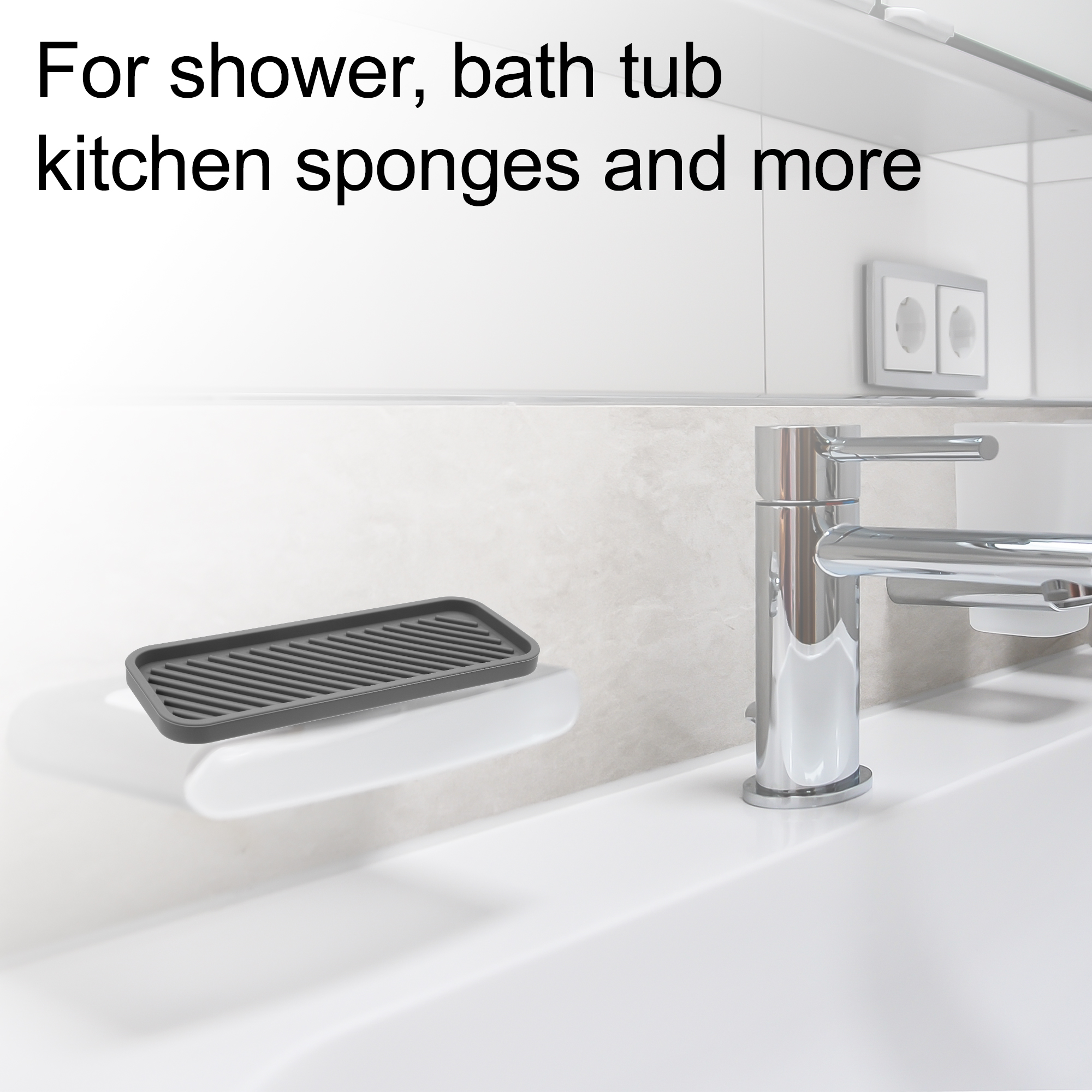 Unique Bargains Soap Dish Keep Soap Dry for Home Bathroom Kitchen Silicone Gray 22.8x9cm