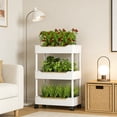 thumbnail image 4 of Support à Plantes Roulant à 3/4 Niveaux avec Roues, Chariot de Rangement en Plastique Gain de Place pour Usage Intérieur Extérieur, 4 of 6