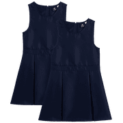 Beverly Hills Polo Club Girls' School Uniform Dress - 2 Pack Sleeveless Pleated Khaki Jumper Dress (4-16)
