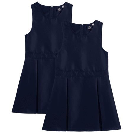 Beverly Hills Polo Club Girls' School Uniform Dress - 2 Pack Sleeveless Pleated Khaki Jumper Dress (4-16)