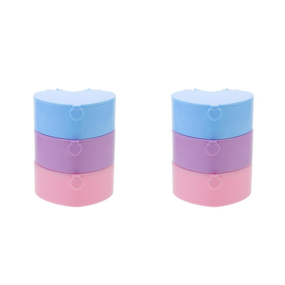 WORGEOUS 6 pcs Plastic Jewelry Storage Box Heart Shaped Box Trinket Box with