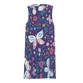 thumbnail image 3 of Butterfly Flower Purple Spring Summer Dresses for Women Fashion T-shirt Dress Casual Sleeveless Loose Sundress with Pockets, 3 of 5