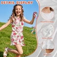 thumbnail image 5 of ZIATUBLE4S Pink Cherry Blossom Print Girls Summer Casual Playsuit Flutter Sleeves Short Jumpsuit Button Round Neck Kids Romper Elastic Waist Relaxed Fit Comfort Outfit with Pockets for 9-10 Y, 5 of 6
