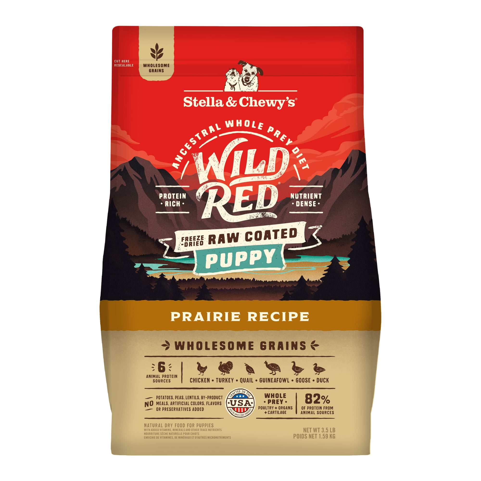 Stella & Chewy's Wild Red Raw Coated High Protein Wholesome Grains Puppy Prairie Recipe Dry Dog Food, 3.5 lbs.