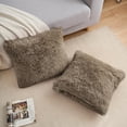 thumbnail image 3 of REGALWOVEN Set of 2 Throw Pillow Covers, Soft Fluffy Cushion Covers Double Sided Plush Pillow Covers Khaki 18" x 18", 3 of 5