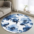 thumbnail image 3 of Spring Floral Round Area&nbsp;Rug 4ft Watercolor Gradient Blue Leaves Flower Rustic Farmhouse Non-Slip&nbsp;Washable Circle Rugs Soft Felt Indoor Floor Mat for Bedroom Kitchen Living Room Bathroom, 3 of 9