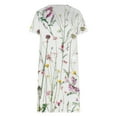 thumbnail image 4 of Sakmal Mid-Length Womens Summer Dresses Crew Neck White Basic Short Sleeve Floral Shift Dress, 4 of 5