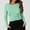 Green fitted long sleeve top women a1, variant on Women's Crewneck Fitted Pullover Top Long Sleeve Solid Color Casual Essential Blouse Fall Winter, Brown M