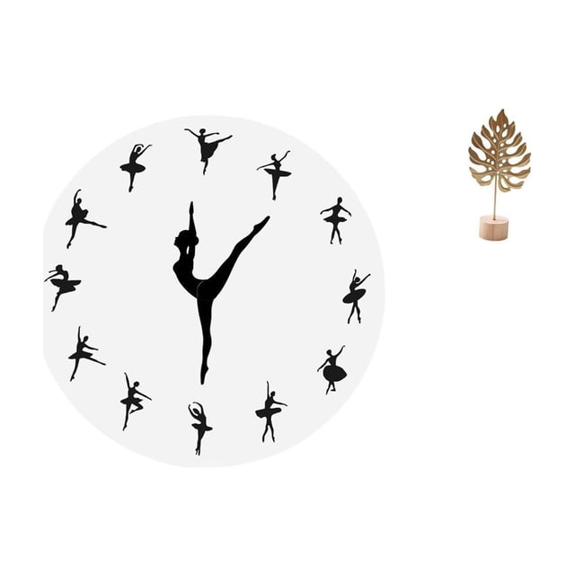 Reloj De Pared De Bailarina, Escultura De Hoja De Ballet, Estatua De Metal, Reloj Silencioso, Figura Decorativa De Danza, Adorno Artesanal Para El Hogar