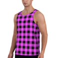 thumbnail image 2 of Wukai Purple Black Buffalo Plaid Print Men’s Workout Tank Top Sleeveless Muscle T shirt Gym Running Fitness Tank Top-Small, 2 of 7