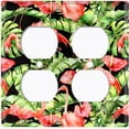 thumbnail image 3 of Metal Light Switch Plate Outlet Cover Tropical Pink Flamingo Flower Leaves FGO001, 3 of 13