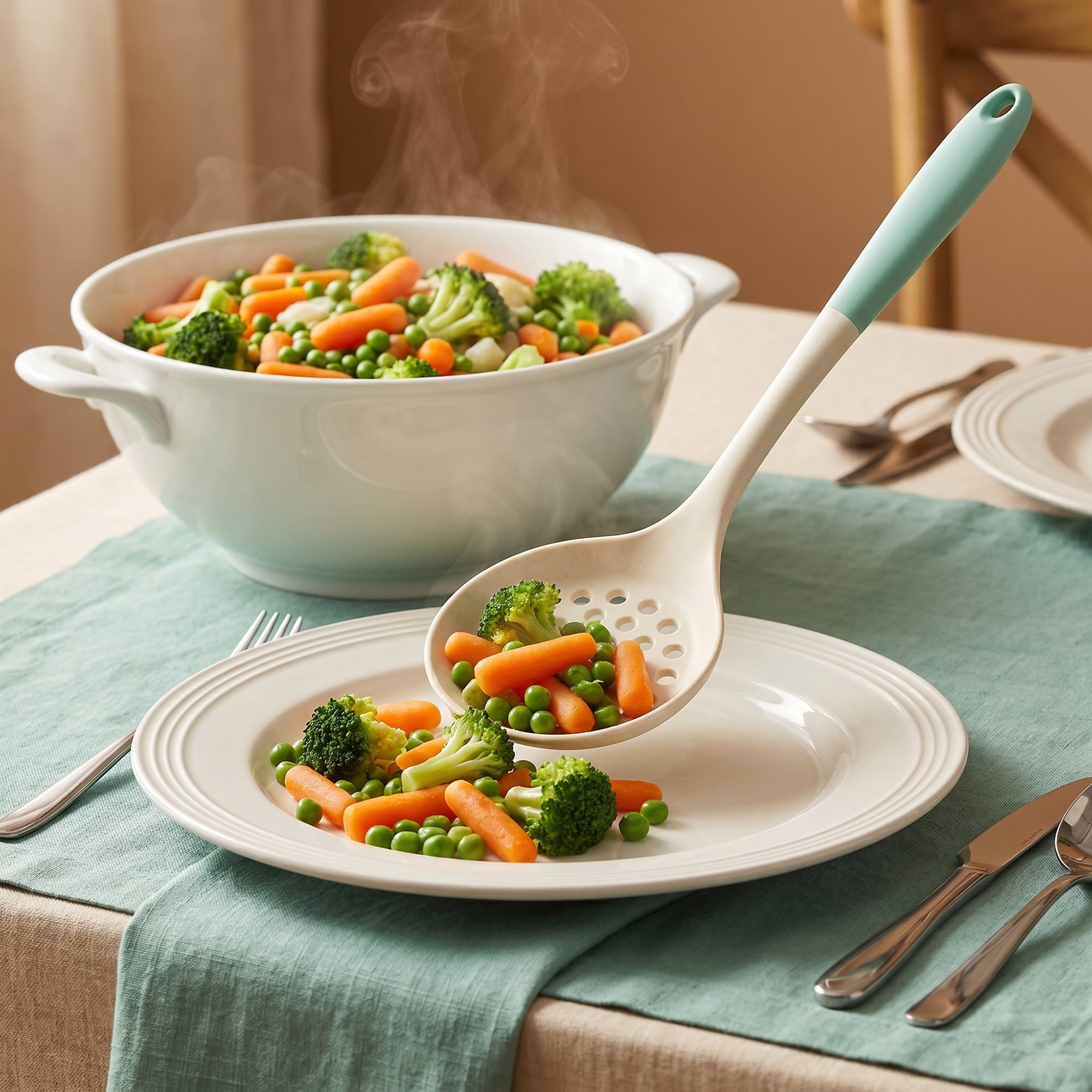 Unique Bargains Non Stick Heat Resistant Silicone Spoon Slotted spoon B 12.8x3.9in
