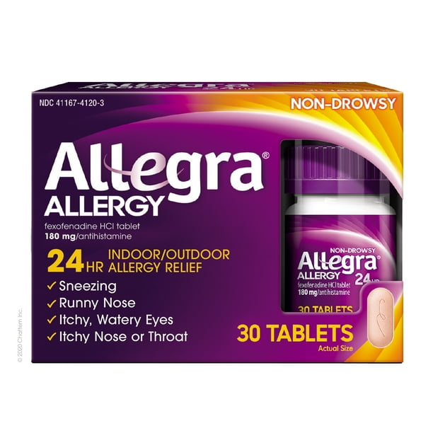 Allegra Adult 24HR Tablet (30 Ct, 180 mg), Allergy Relief - Walmart.com - Walmart.com