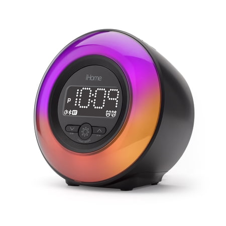 iHome PowerClock Glow FM Clock Radio with Bluetooth Speaker and USB Charger, Color Changing Digital Alarm Clock for Bedrooms or Home Office