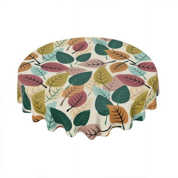 Eveokoki Fall Round Tablecloth,Harvest Tablecloth 60 inch,Autumn Foliage Indoor or Outdoor Holiday Table Harvest Fall Decorations for Home,Dinner