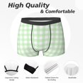 thumbnail image 2 of Men's Boxer Briefs, Light green plaids Checkered Soft Comfy Mens Underwear Boxer Briefs Breathable With Widen Waist, 2 of 7