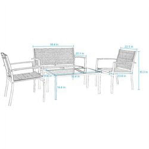 Devoko 4‑Piece Patio Bistro Set – Textilene Outdoor Conversation Set with Loveseat and Tea Table, Gray