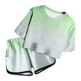 thumbnail image 3 of WOYY Big Girls Summer Outfits Gradient Short Sleeve T-Shirt Shorts Set, Sizes 8-9Y, 3 of 4