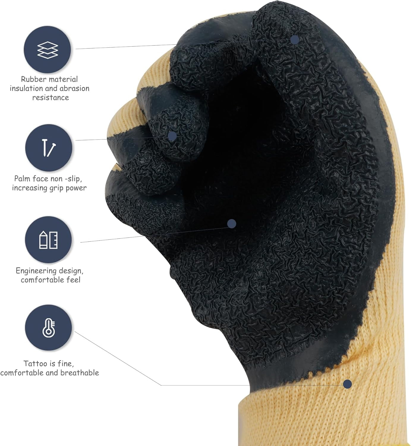Insulated Electrician Gloves 400V High Voltage Resistant Gloves Flame Retardant Work Gloves, Electrical Rubber Non-slip Texture Design Gloves for Electricians Prevent Shock