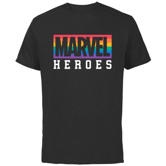Marvel Pride Flag Rainbow Marvel Heroes Logo - Short Sleeve Cotton T-Shirt for Adults - Customized-Black