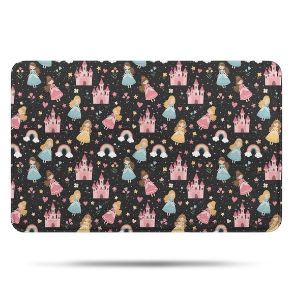 Star Princess Castle Pattern Bathroom Rugs Mat,Non Slip Microfiber Bathroom Rug,Rubber Backing,Soft Bathroom Mats for Bathroom Floor,Tub and Shower,17x27in(43x68cm)