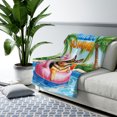 thumbnail image 3 of Hello Summer German Shepherd at Swimming Pool Flamingo Swim Ring Cozy Sherpa Blanket Alsatian Dog Lover Gifts Warm Soft Throw Blanket - 12009, 3 of 5