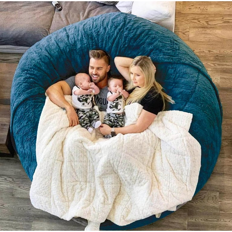6FT Giant Fur Bean Bag Chair Cover Ultra Soft Bean Bag Bed for Adults No Filler Cover only Big Round Soft Fluffy Faux Fur Bean Bag Lazy Sofa Bed