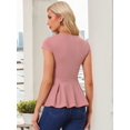 thumbnail image 4 of DARING DIVA Women's Peplum Cap Sleeve Business Casual Top 2XL Dusty Pink, 4 of 6