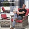 thumbnail image 3 of Yeahumalia 6-Piece Outdoor Patio Furniture Set, 2pcs High-Back Wicker Swivel Rocker and 3-Seater Sofa with 2pcs Ottomans, All-Weather Conversation Set for Porch, Bistro, Deck (Red)​, 3 of 13