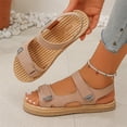 thumbnail image 3 of Women's Orthopedic Sandals with Arch Support Soft Cushion Foam Adjustable Hook and Loop Fasteners Comfortable Walking Shoes for Wide Feet Summer Travel Dressy Strappy Footwear,Beige 37(US-6.5), 3 of 5