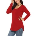 thumbnail image 3 of JYLFC Womens Plus Size Shirts Long Sleeve V Neck Loose Casual Basic Tops with Curved Hem, Red 2XL, 3 of 9