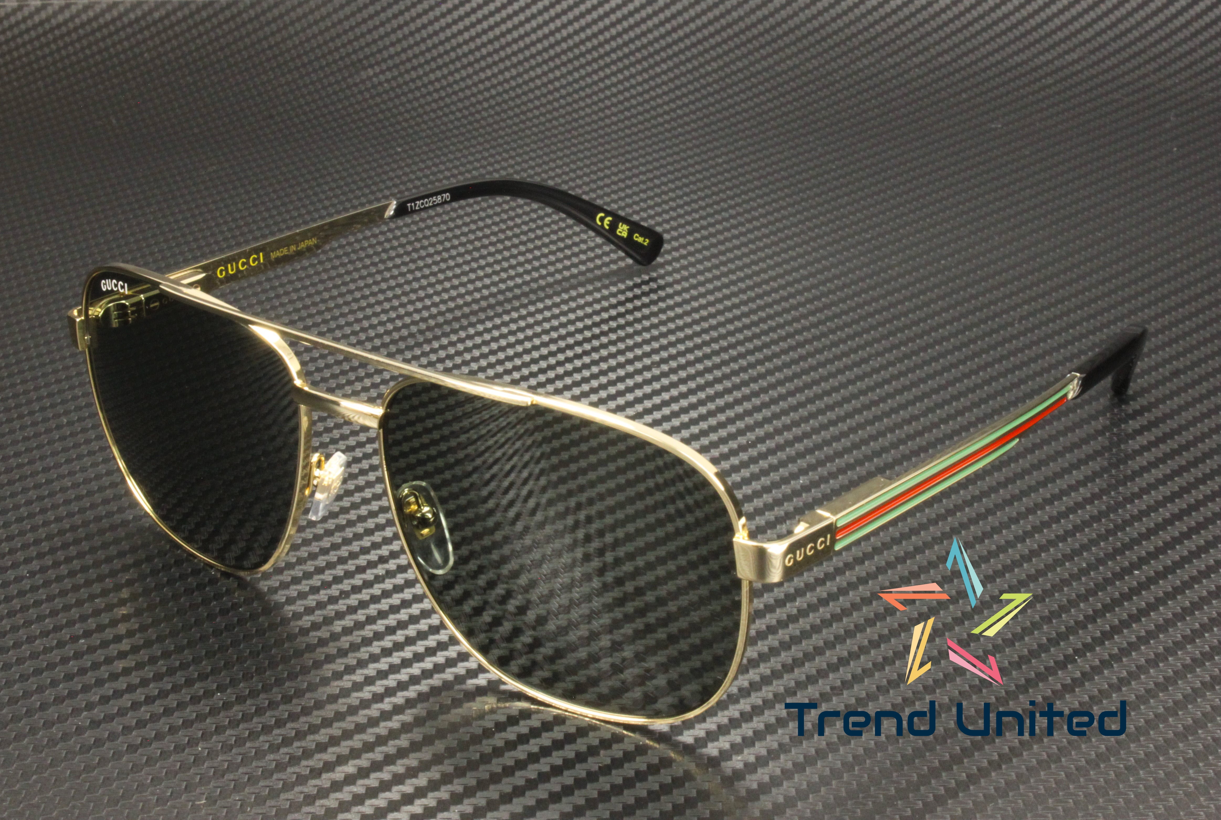 GUCCI GG1223S 001 Pilot Navigator Metal Gold Brown 60 mm 