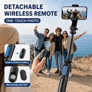 Extendable Selfie Stick with Detachable Wireless Remote, Foldable Phone Holder with Adjustable Angle for Travel Photos, Group Pictures and Video Recording