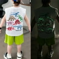thumbnail image 2 of MEZZALL Kids & Boys Glow In The Dark Cartoon Dinosaur Sleeveless Tank Tops Shorts Outfits Sets 9-10 Cozy Kids Wear, 2 of 4