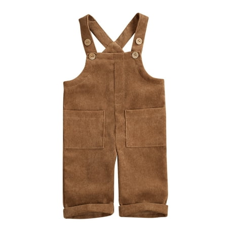 

Diconna Baby Boy Girl Overalls Corduroy Jumpsuit with Pocket 1-2 Years