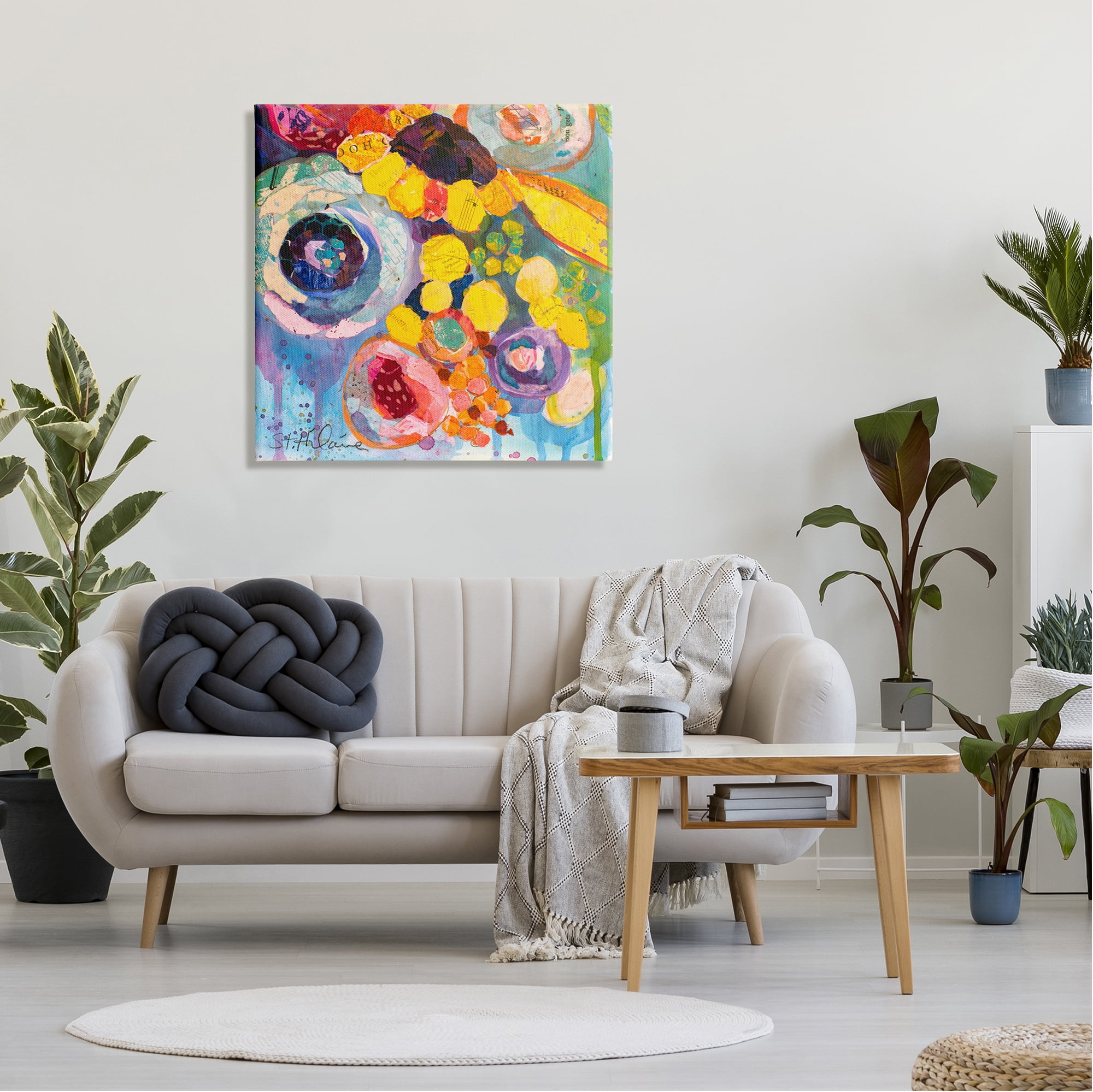 Stupell Industries Abstract Bold Flower Painting Abstract Painting Gallery Wrapped Canvas Art Print Wall Art, 30 x 30