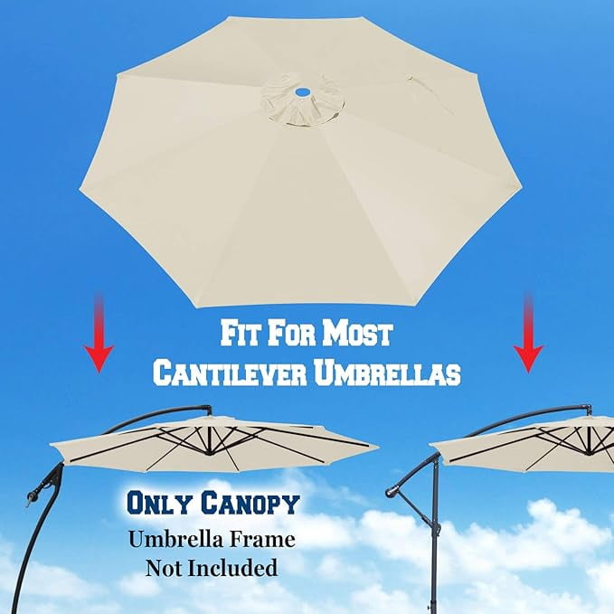 9ft Umbrella Top Cover Only Canopy 8rib Patio Replacement Canopy Outdoor (Canopy Only)