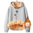 thumbnail image 4 of IMENGL Winter Spring warm fleece hooded sweatshirt falling dandelion, Gray L, Size M-5XL, 4 of 4
