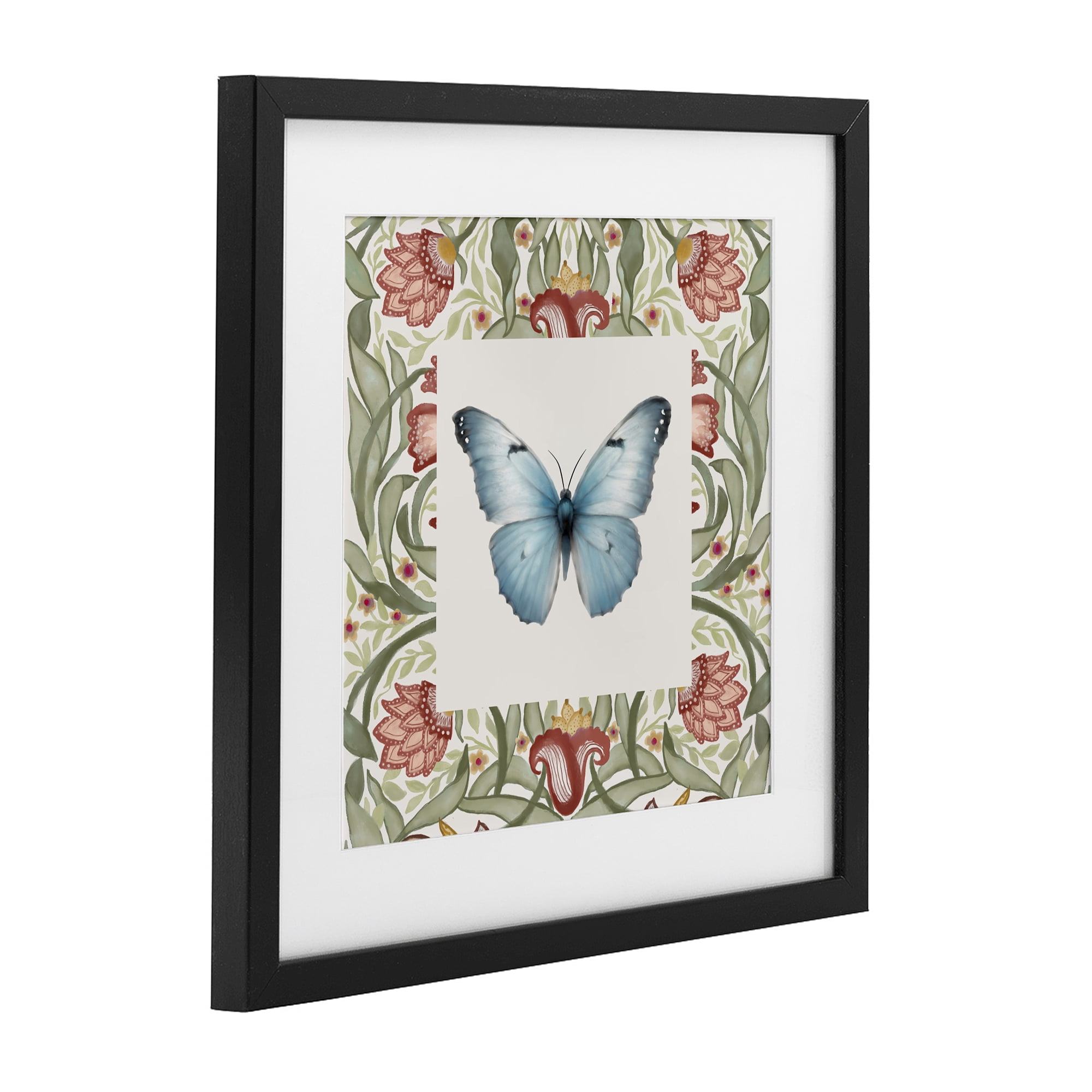 Stupell Industries Baroque Butterfly Vintage Flowers Black Framed Print Under Glass, design by Elizabeth Medley